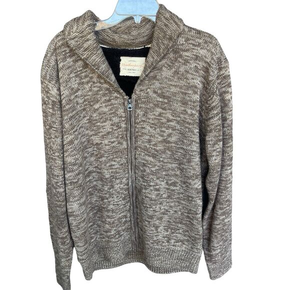 Weatherproof Jacket Mens Large Full Zip Brown Sherpa Lined Shawl Collar Pockets - Picture 1 of 9